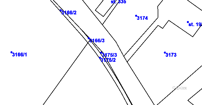 Parcela st. 3175/3 v KÚ Podělusy, Katastrální mapa