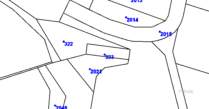 Parcela st. 323 v KÚ Poděšín, Katastrální mapa