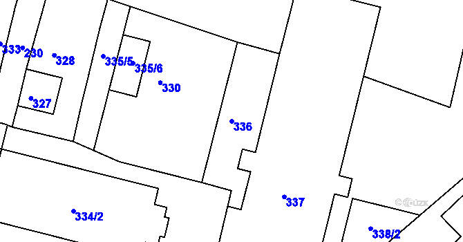 Parcela st. 336 v KÚ Poděšín, Katastrální mapa
