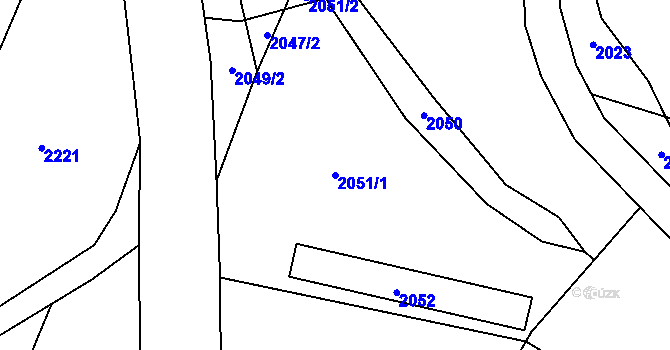 Parcela st. 2051/1 v KÚ Poděšín, Katastrální mapa