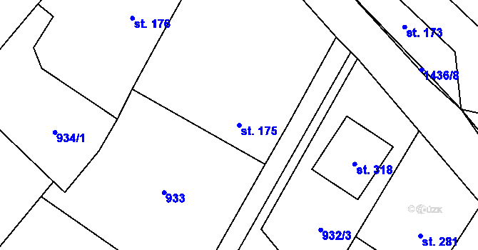 Parcela st. 175 v KÚ Podhorní Újezd, Katastrální mapa