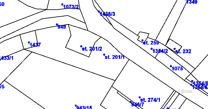 Parcela st. 201/1 v KÚ Podhorní Újezd, Katastrální mapa
