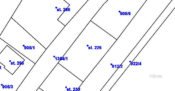 Parcela st. 226 v KÚ Podhorní Újezd, Katastrální mapa