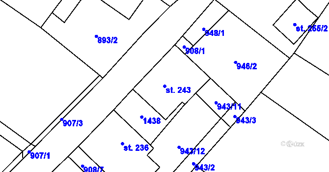 Parcela st. 243 v KÚ Podhorní Újezd, Katastrální mapa