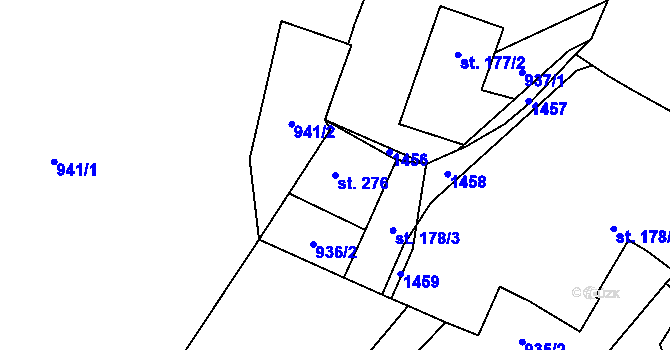 Parcela st. 276 v KÚ Podhorní Újezd, Katastrální mapa