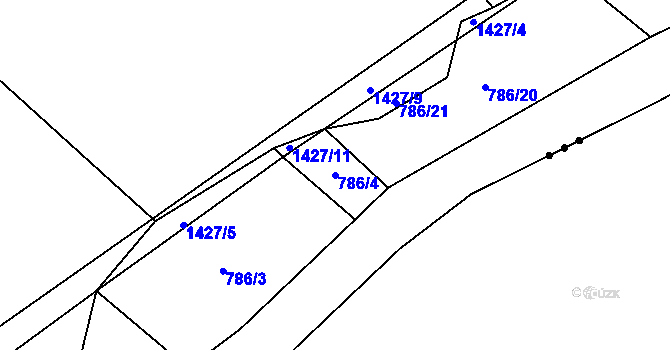 Parcela st. 786/4 v KÚ Podhorní Újezd, Katastrální mapa