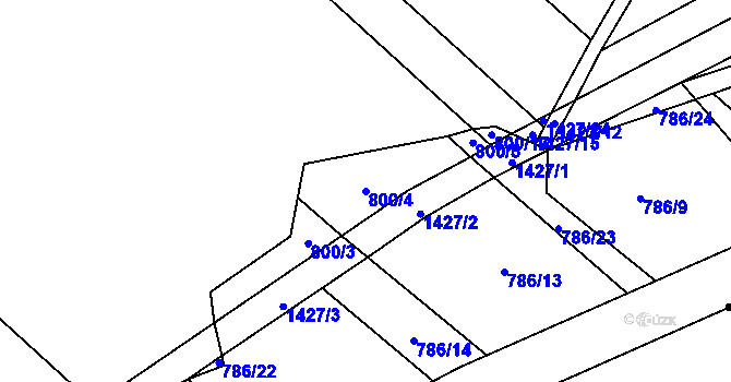 Parcela st. 800/4 v KÚ Podhorní Újezd, Katastrální mapa