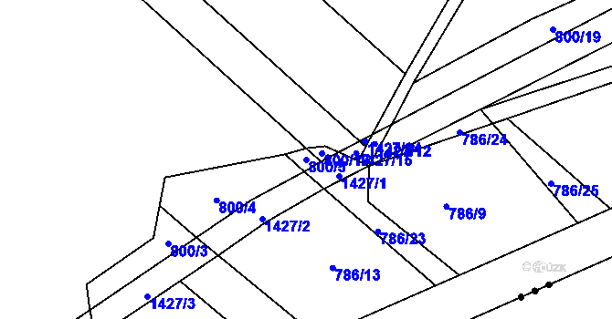 Parcela st. 800/5 v KÚ Podhorní Újezd, Katastrální mapa