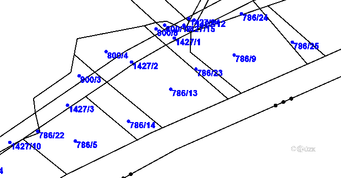 Parcela st. 786/13 v KÚ Podhorní Újezd, Katastrální mapa