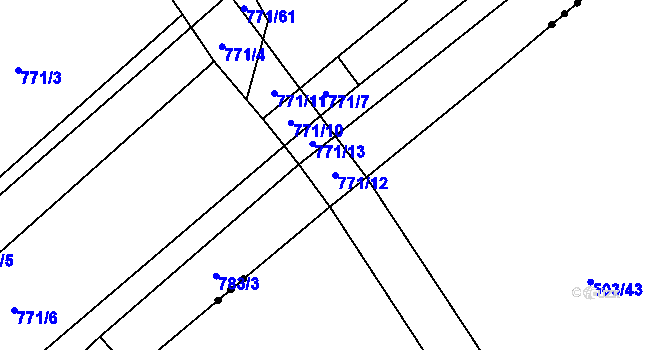 Parcela st. 771/12 v KÚ Podhorní Újezd, Katastrální mapa