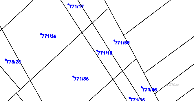 Parcela st. 771/16 v KÚ Podhorní Újezd, Katastrální mapa