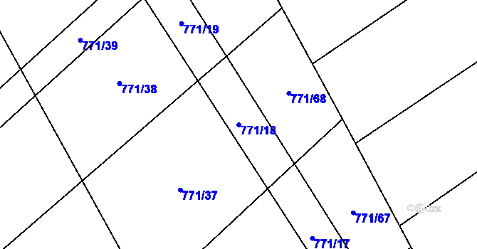 Parcela st. 771/18 v KÚ Podhorní Újezd, Katastrální mapa