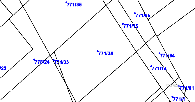 Parcela st. 771/34 v KÚ Podhorní Újezd, Katastrální mapa
