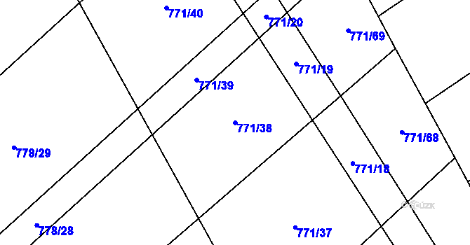 Parcela st. 771/38 v KÚ Podhorní Újezd, Katastrální mapa
