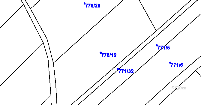 Parcela st. 778/19 v KÚ Podhorní Újezd, Katastrální mapa