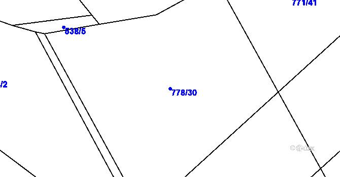Parcela st. 778/30 v KÚ Podhorní Újezd, Katastrální mapa