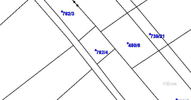 Parcela st. 782/4 v KÚ Podhorní Újezd, Katastrální mapa