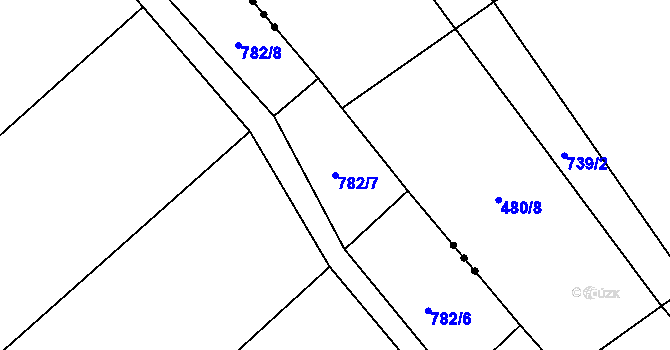 Parcela st. 782/7 v KÚ Podhorní Újezd, Katastrální mapa