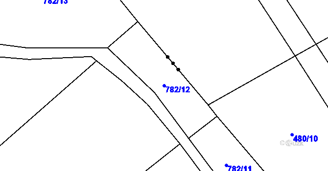 Parcela st. 782/12 v KÚ Podhorní Újezd, Katastrální mapa