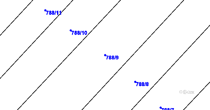 Parcela st. 788/9 v KÚ Podhorní Újezd, Katastrální mapa