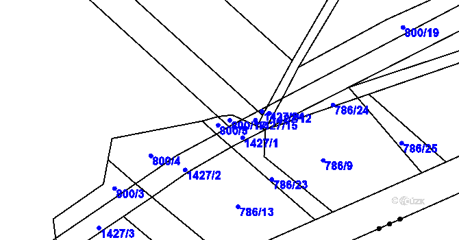 Parcela st. 800/17 v KÚ Podhorní Újezd, Katastrální mapa