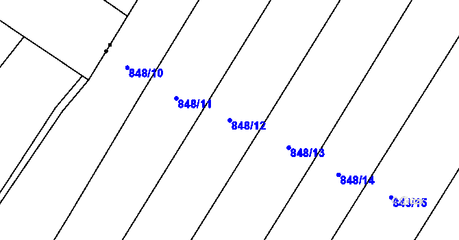 Parcela st. 848/12 v KÚ Podhorní Újezd, Katastrální mapa