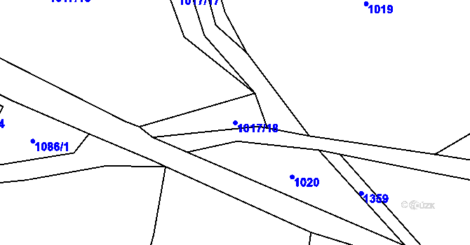 Parcela st. 1017/18 v KÚ Podhorní Újezd, Katastrální mapa