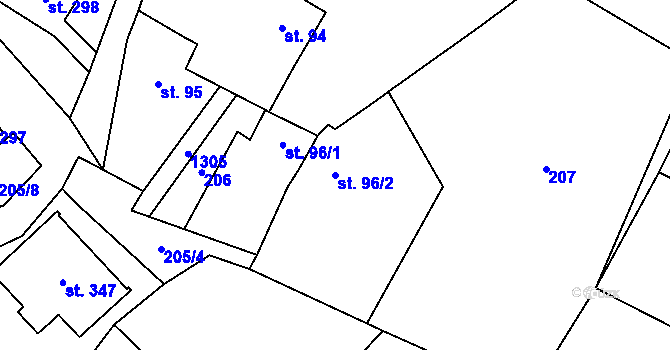Parcela st. 96/2 v KÚ Vojice, Katastrální mapa