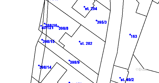 Parcela st. 282 v KÚ Vojice, Katastrální mapa
