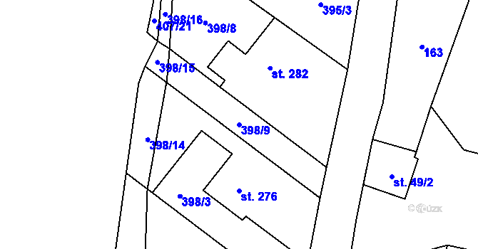 Parcela st. 398/9 v KÚ Vojice, Katastrální mapa