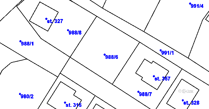 Parcela st. 988/6 v KÚ Vojice, Katastrální mapa