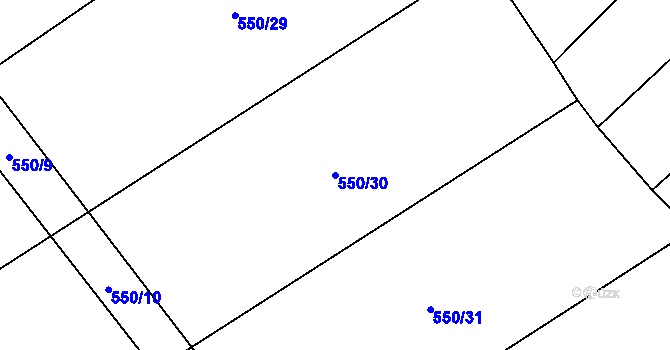 Parcela st. 550/30 v KÚ Vojice, Katastrální mapa