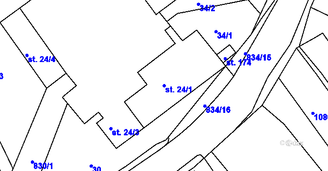 Parcela st. 24/1 v KÚ Podhořany u Ronova, Katastrální mapa