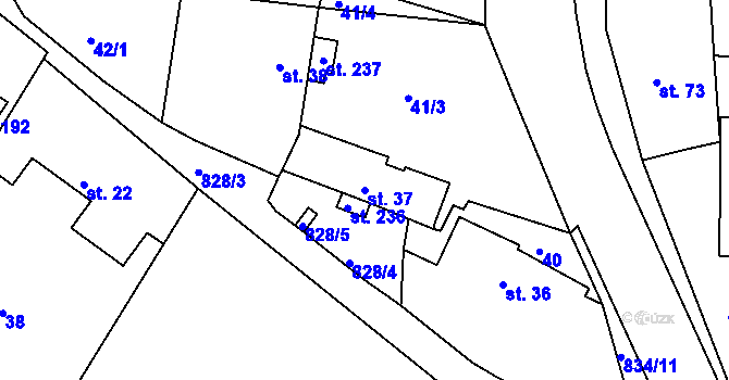 Parcela st. 37 v KÚ Podhořany u Ronova, Katastrální mapa