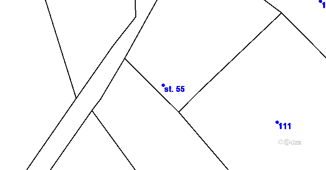 Parcela st. 55 v KÚ Podhořany u Ronova, Katastrální mapa