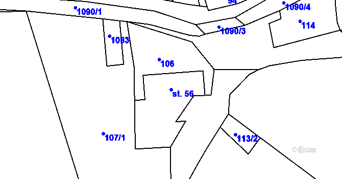 Parcela st. 56 v KÚ Podhořany u Ronova, Katastrální mapa