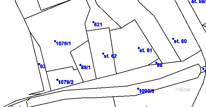 Parcela st. 62 v KÚ Podhořany u Ronova, Katastrální mapa