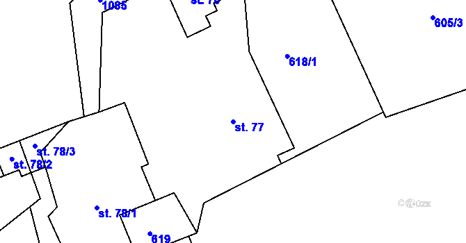 Parcela st. 77 v KÚ Podhořany u Ronova, Katastrální mapa