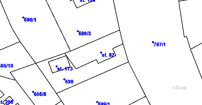 Parcela st. 82 v KÚ Podhořany u Ronova, Katastrální mapa