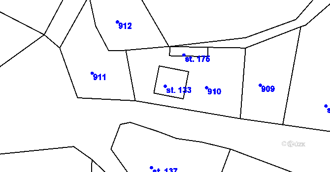Parcela st. 133 v KÚ Podhořany u Ronova, Katastrální mapa