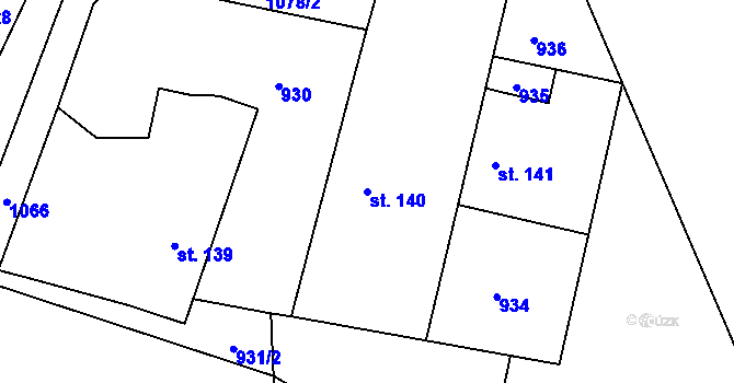 Parcela st. 140 v KÚ Podhořany u Ronova, Katastrální mapa