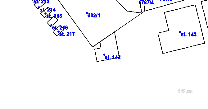 Parcela st. 142 v KÚ Podhořany u Ronova, Katastrální mapa