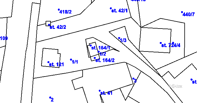 Parcela st. 1/2 v KÚ Podhořany u Ronova, Katastrální mapa