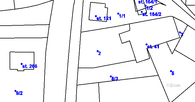 Parcela st. 2 v KÚ Podhořany u Ronova, Katastrální mapa