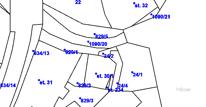 Parcela st. 24/2 v KÚ Podhořany u Ronova, Katastrální mapa