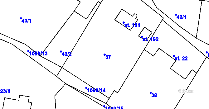 Parcela st. 37 v KÚ Podhořany u Ronova, Katastrální mapa