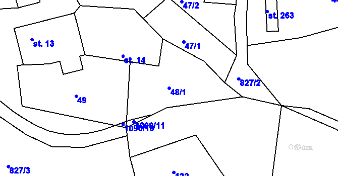 Parcela st. 48/1 v KÚ Podhořany u Ronova, Katastrální mapa
