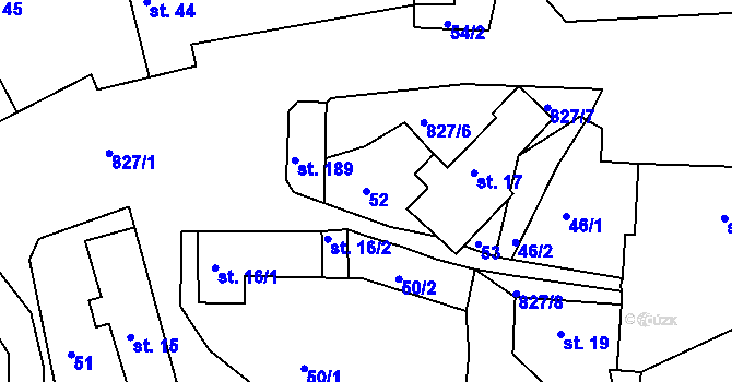 Parcela st. 52 v KÚ Podhořany u Ronova, Katastrální mapa