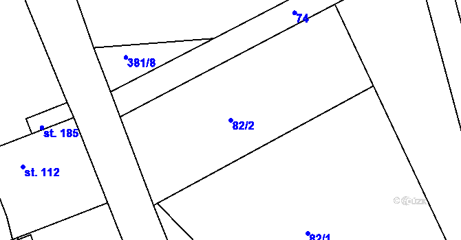 Parcela st. 82/2 v KÚ Podhořany u Ronova, Katastrální mapa