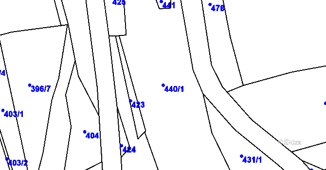 Parcela st. 440/1 v KÚ Podhořany u Ronova, Katastrální mapa